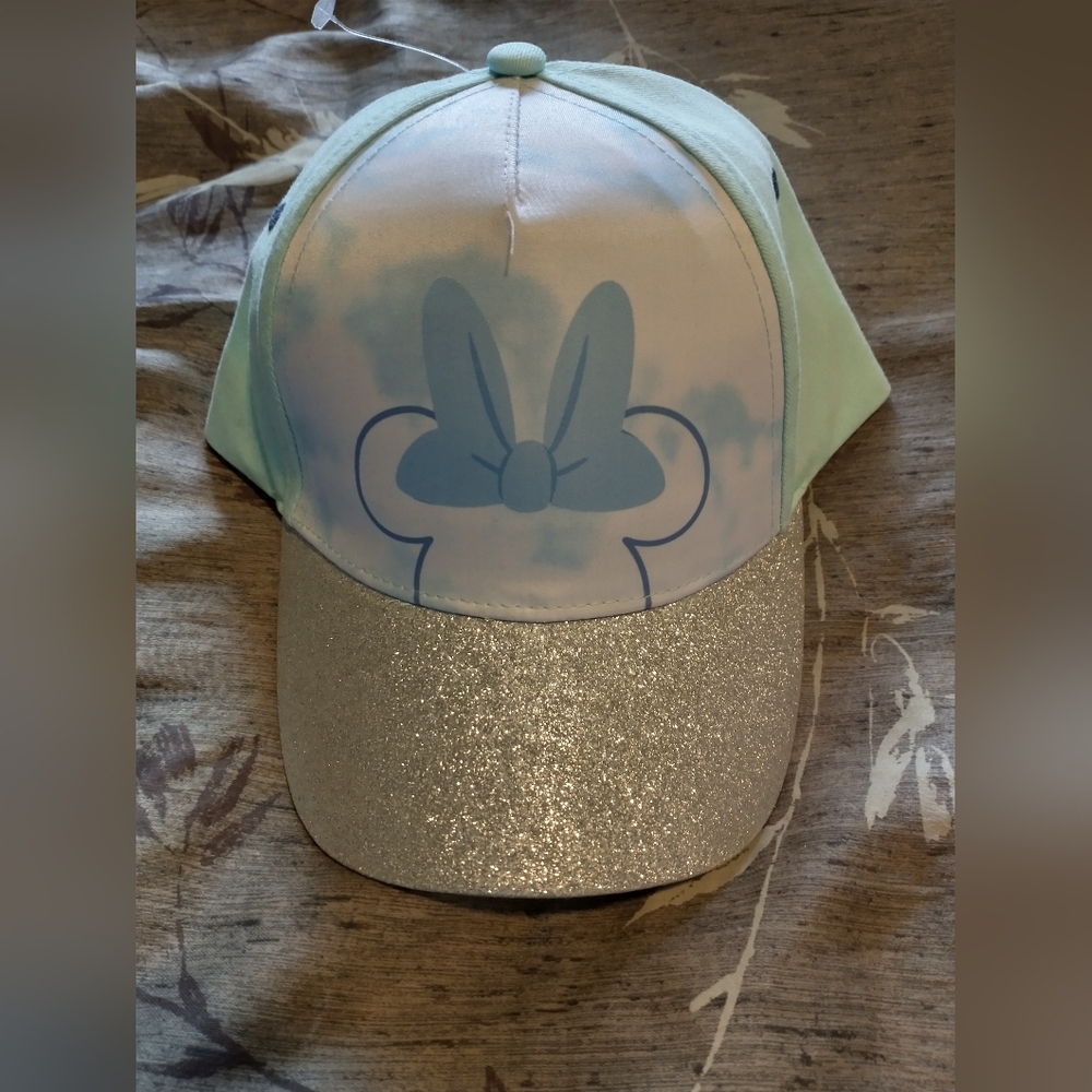 Brand New Disney Minnie Mouse Sparkly Mint Green Kids Hat